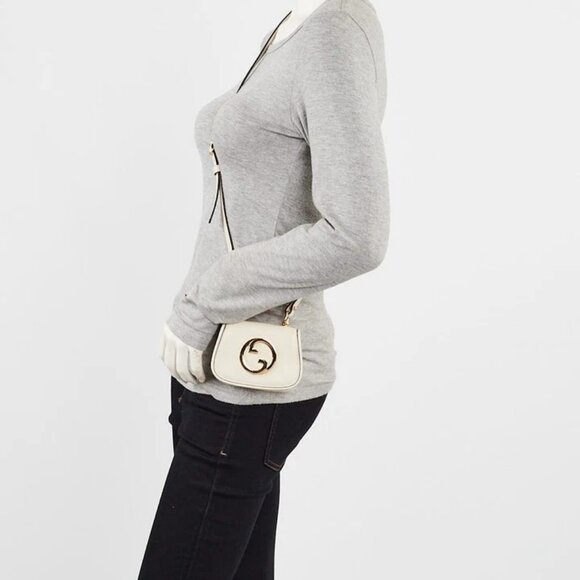 Gucci White Leather Blondie Card Holder Crossbody Bag - Picture 1 of 11